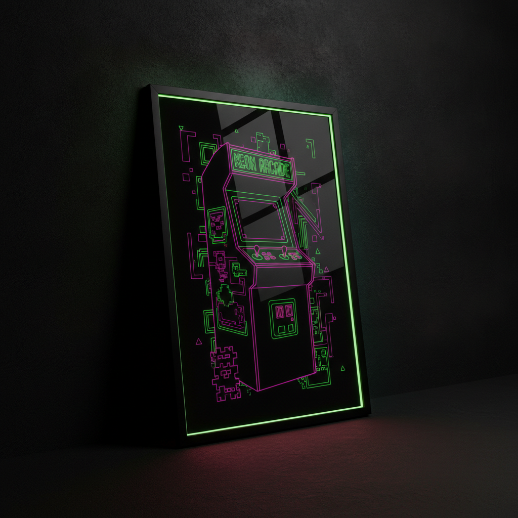 Poster premium encadré Retro Arcade